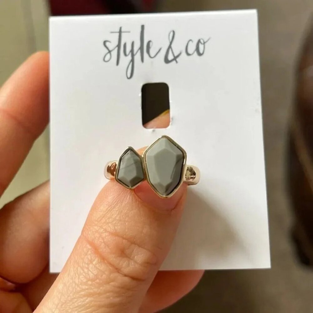 Double Stone Stretch Adjustable Ring - image 2